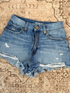 Rewash Distressed Highwaisted Light Blue Cutoff Denim Shorts